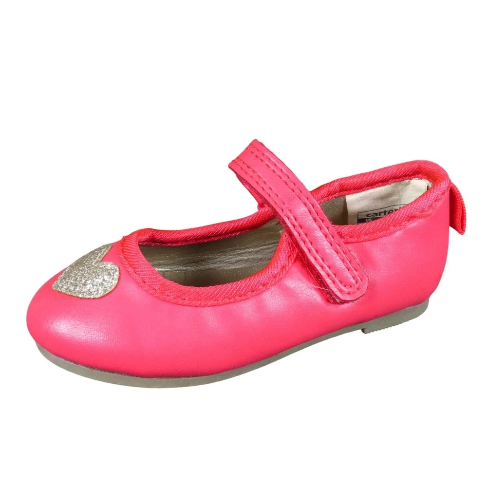 Carter's Alvina Toddler Mary Jane Shoes Size 5 Dress Party Red Glitter Heart